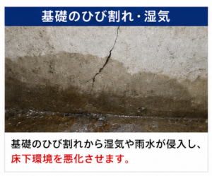 基礎ひび割れ　湿気