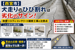 【西宮市】犬走りのひび割れは劣化のサイン!放置リスクとコンクリート補修工事の注意点
